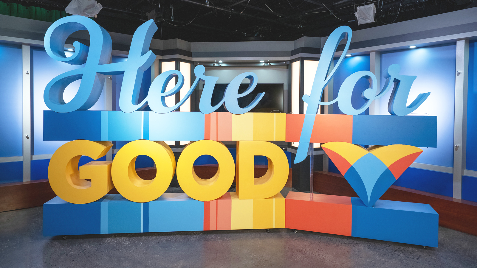 3D Here for Good podcast logo in Virtua colors